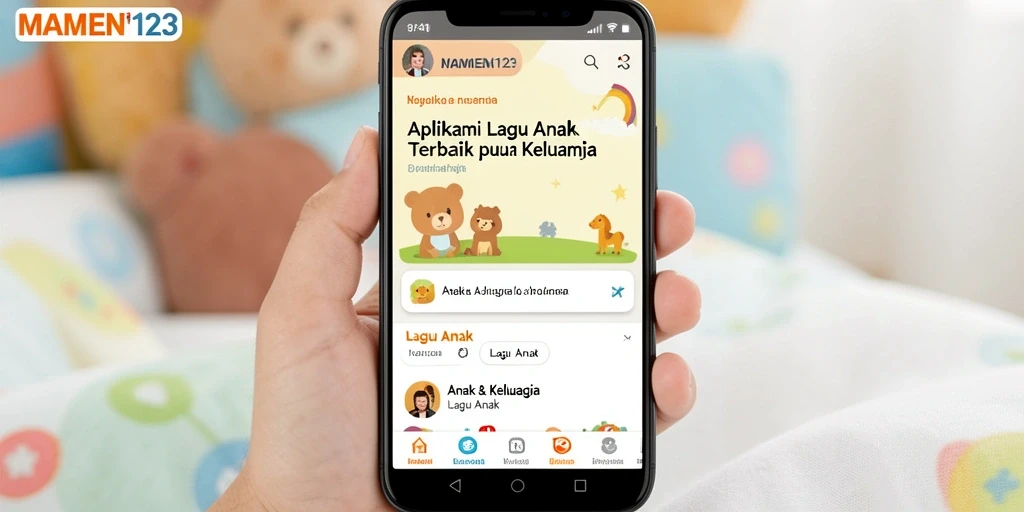 Antarmuka aplikasi MAMEN123 yang ceria dan interaktif untuk anak-anak.