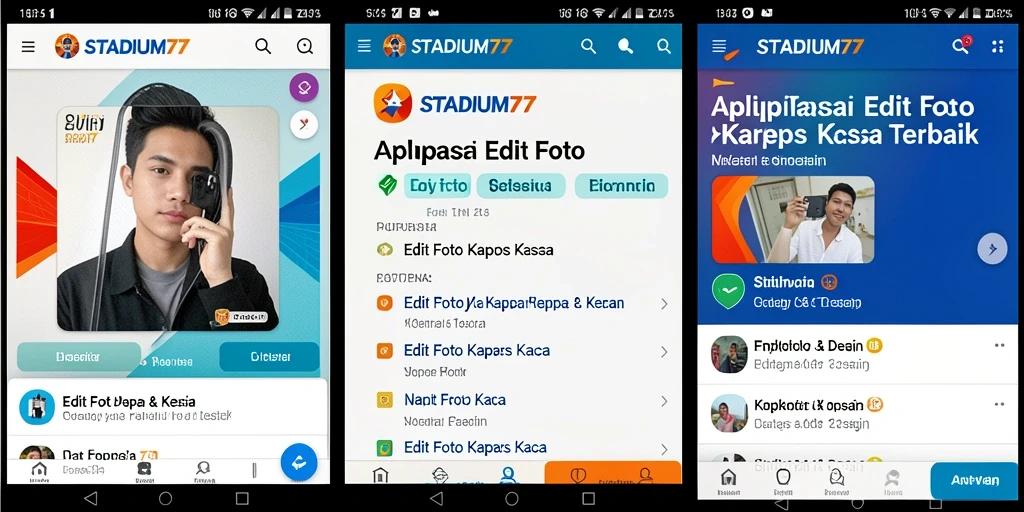Tampilan antarmuka STADIUM77 dengan fitur Edit Foto Kertas Kaca