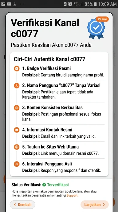 Tampilan kanal resmi c0077
