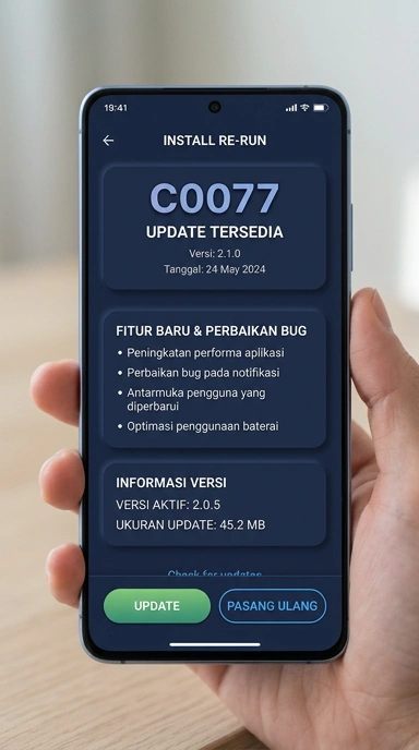 Tampilan riwayat versi c0077